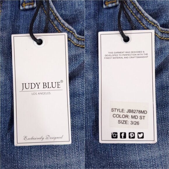 NWT Judy Blue Womens Size 3/26 Skinny Fit Blue Denim Jeans Ankle Slit - Picture 10 of 15